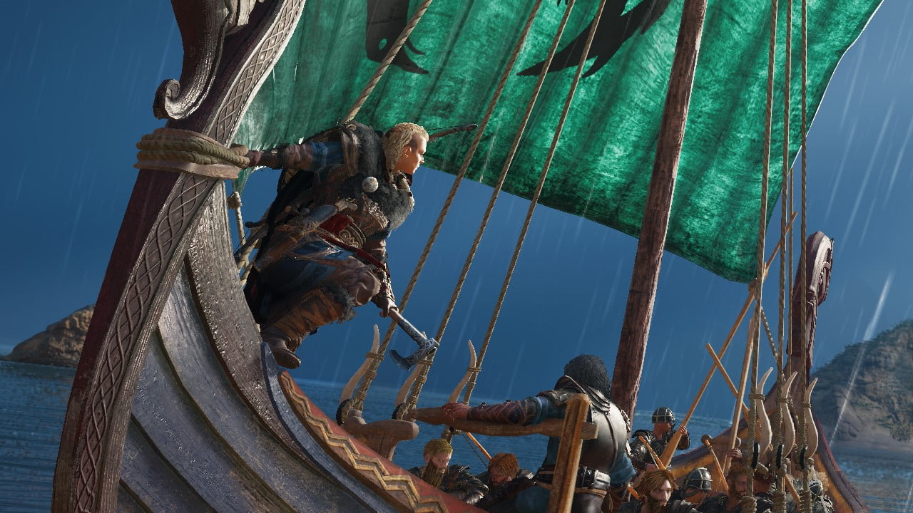 Assassin's Creed Valhalla screenshot female protagonist boat closeup