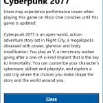 Xbox Store Cyberpunk 2077 warning