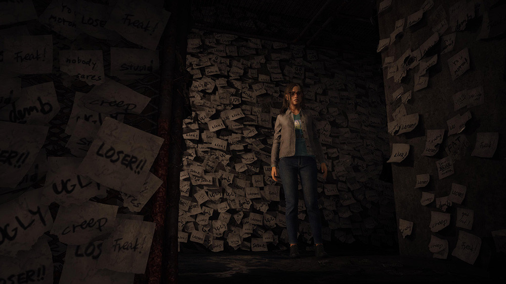 Silent Hill: The Short Message screenshot of abusive sticky notes